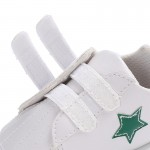 Βρεφικά παπουτσάκια αγκαλιάς με ραμμένο αστέρι και διπλό βέλκρο, λευκό - πράσινο